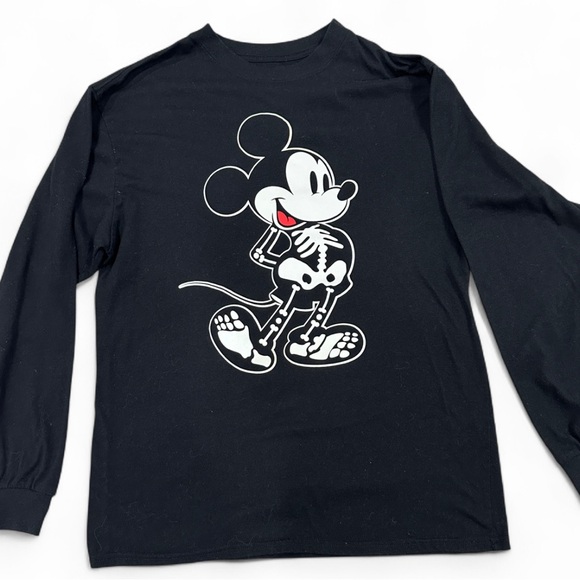 Disney Mickey Mouse Halloween Skeleton X-Ray Long T-Shirt Womens Size Medium - Picture 1 of 3